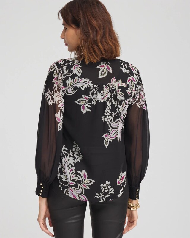 Floral Pintuck Sleeve Blouse - image 3
